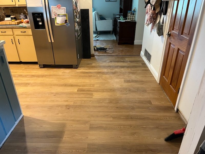 Newly installed kitchen flooring in a Leesburg, Florida home